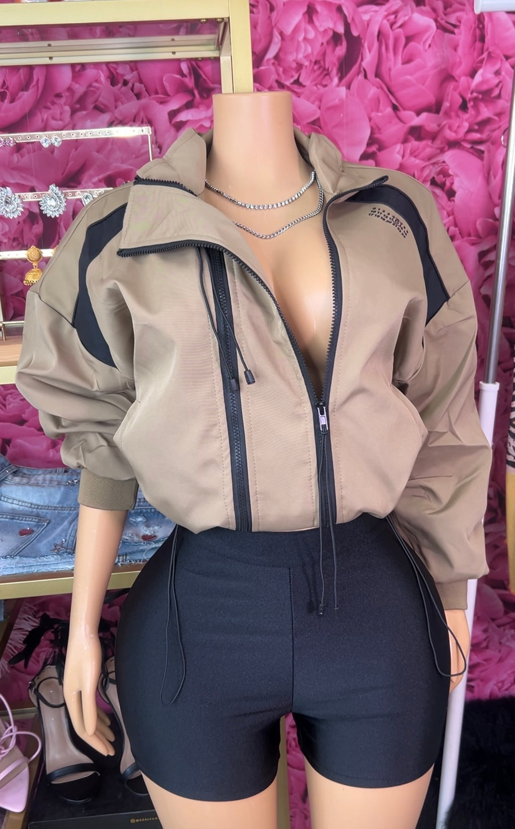 Superdown Contrast Tan Windbreaker