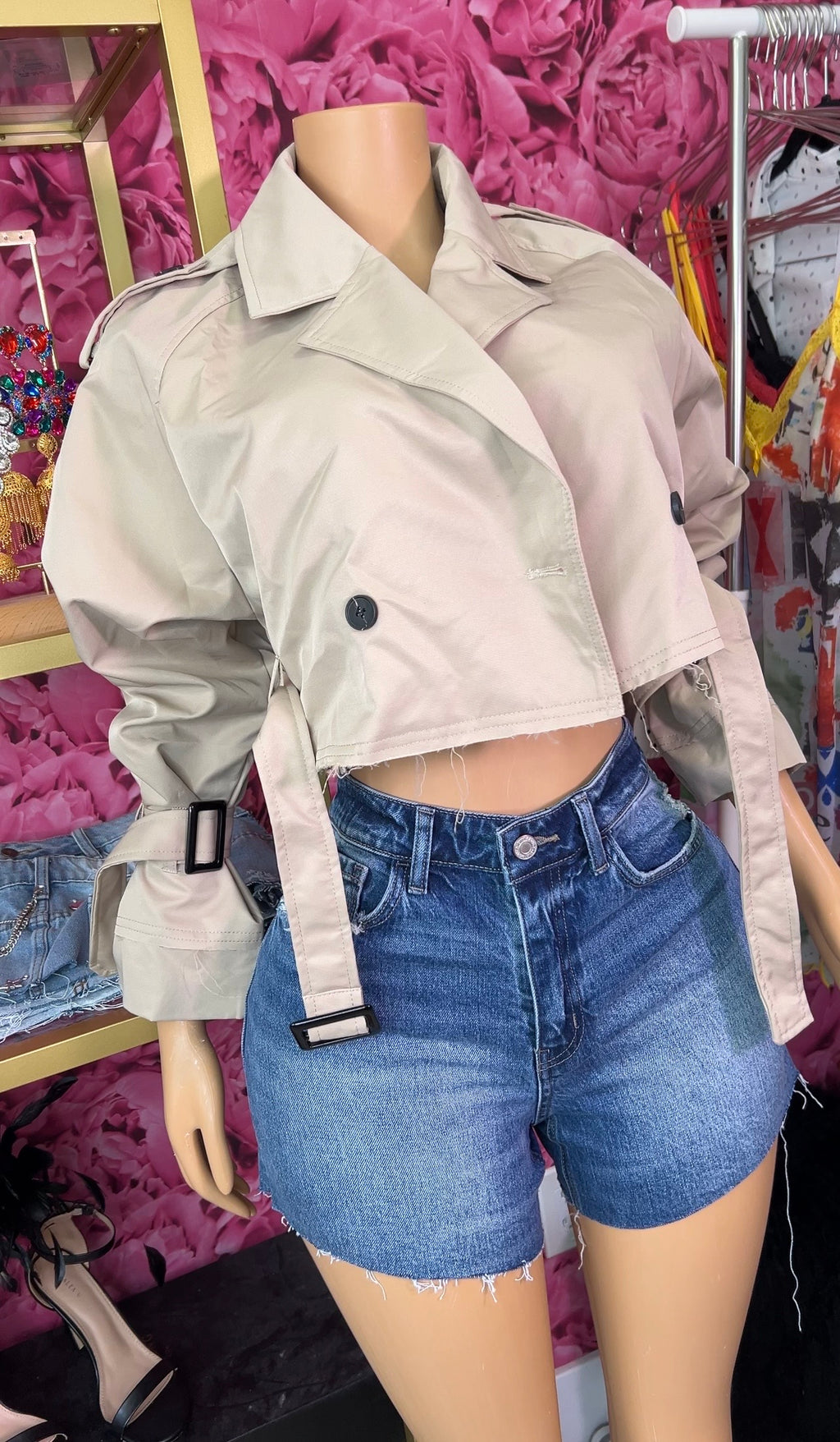 Sandy Cropped Trench Jacket