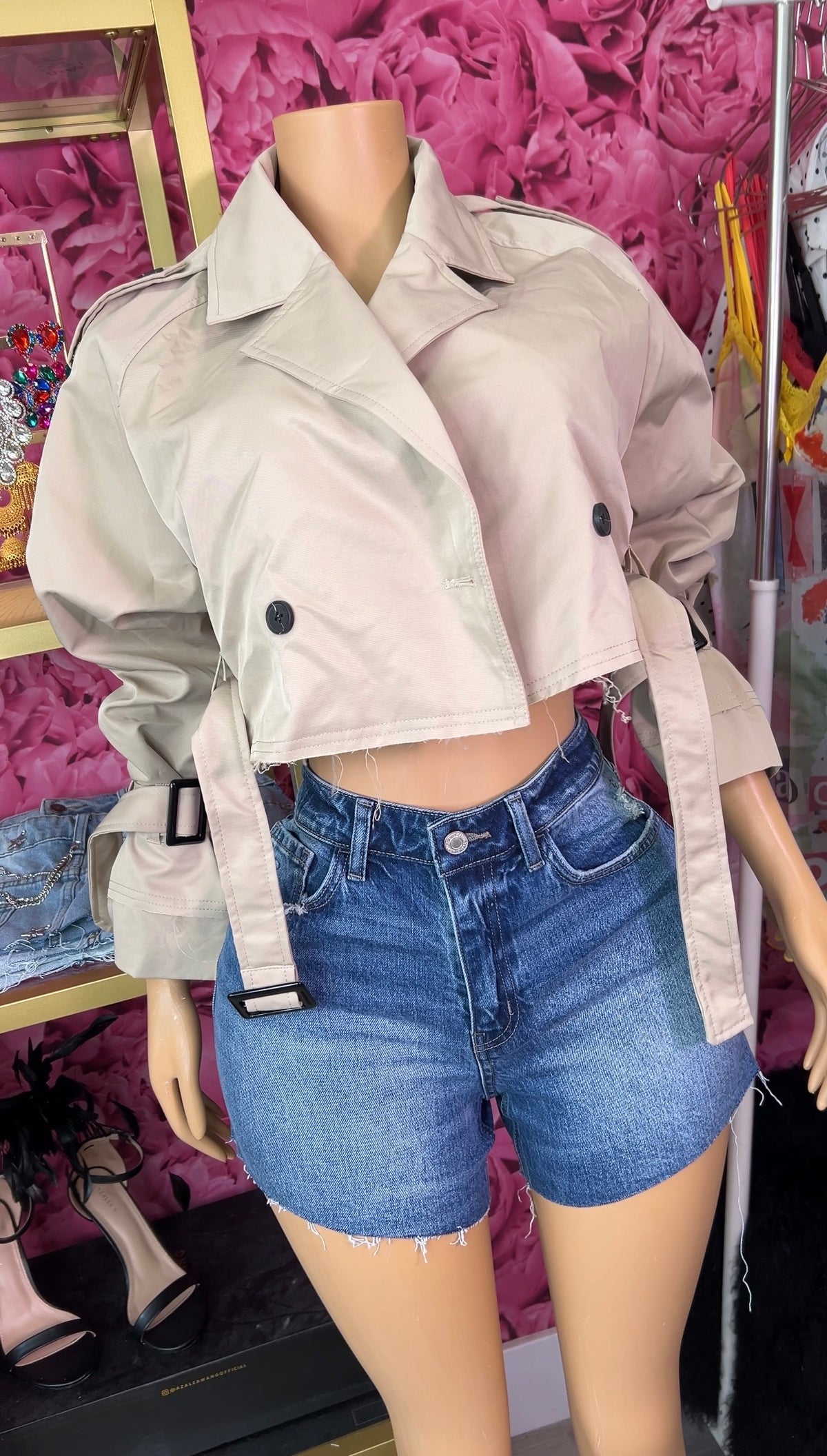 Sandy Cropped Trench Jacket