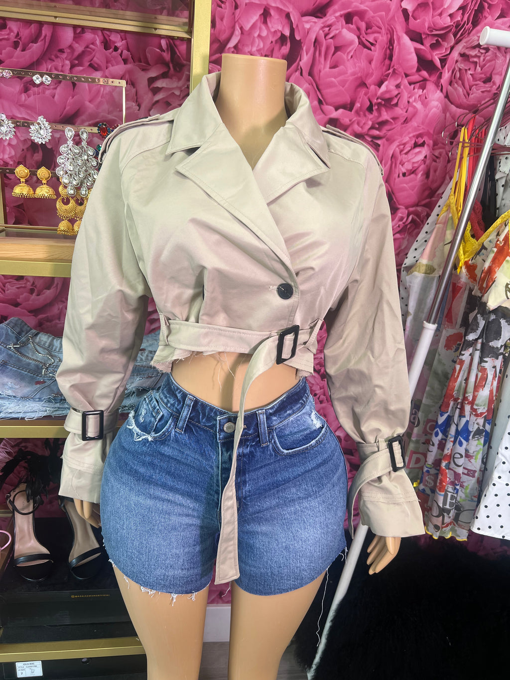 Sandy Cropped Trench Jacket